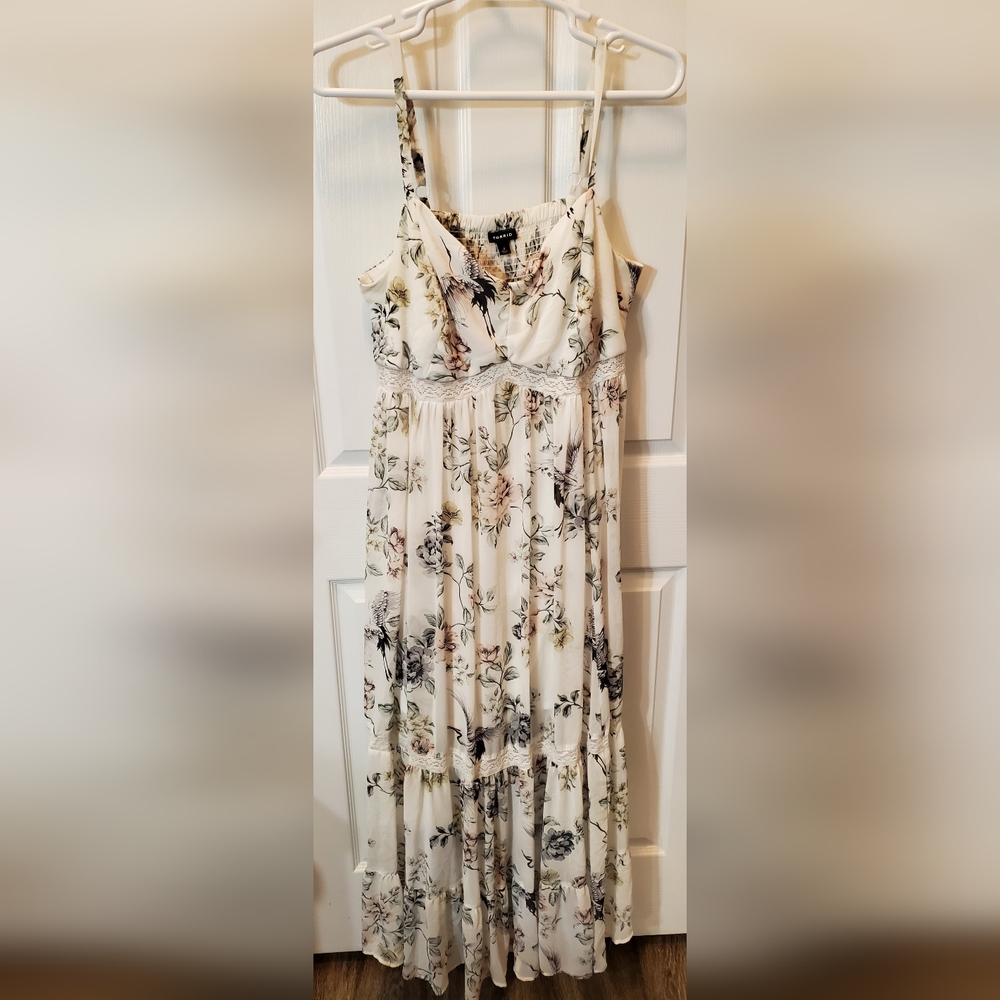 Torrid White and Pink Spaghetti Strap Sundress for Wedding Guest